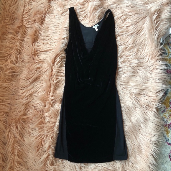 Black Velvet Plunging Mini Dress or Top - Picture 4 of 5